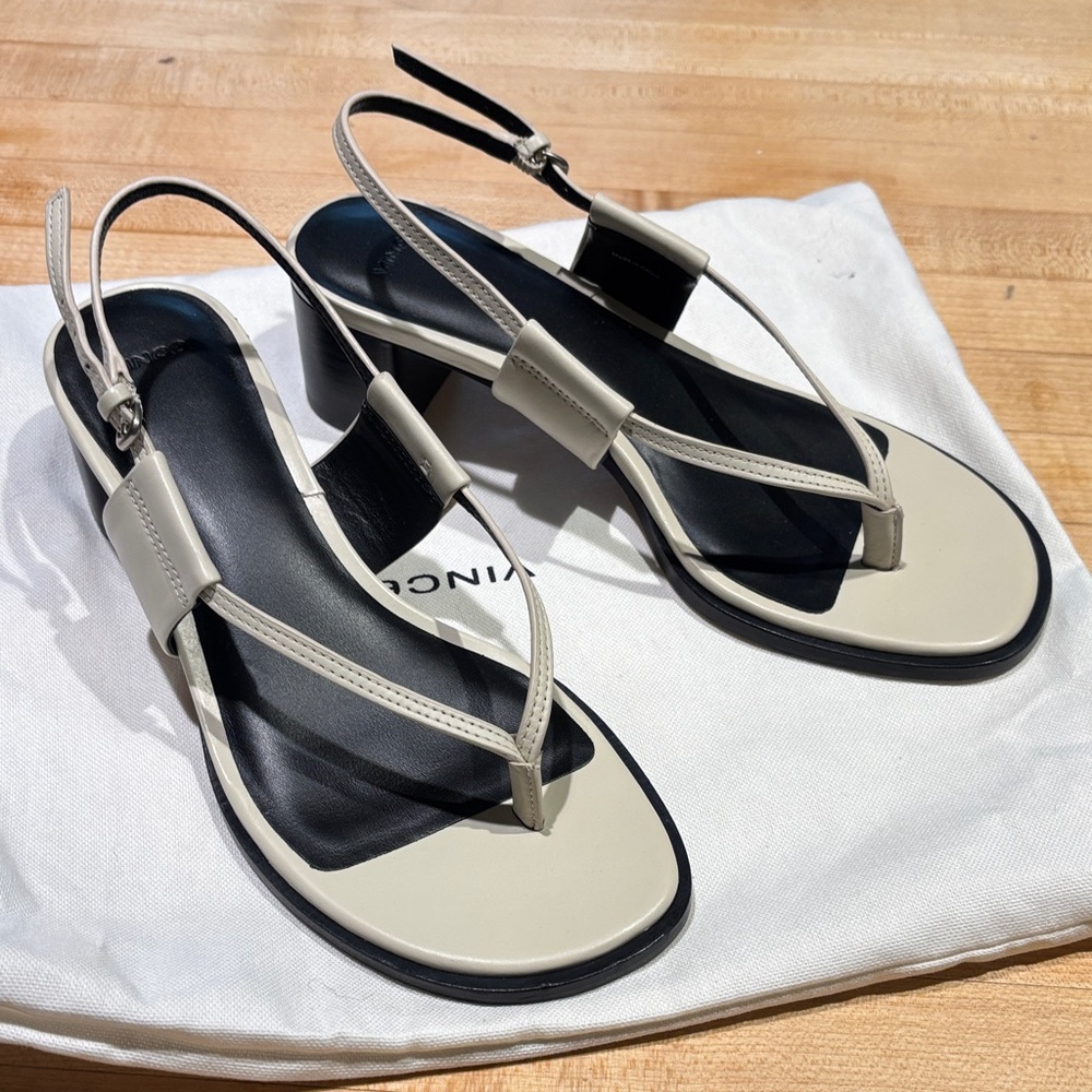 Vince Black and Cream Strappy Sandals